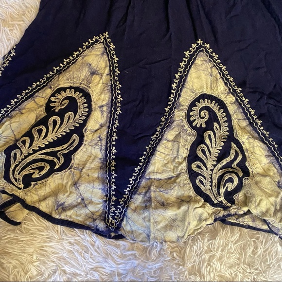 Dark blue hippie style long flowy dress - Picture 2 of 5